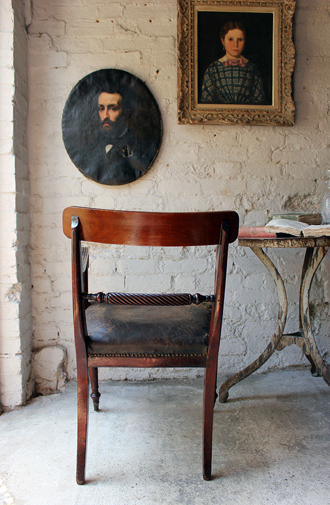 A Fine Regency Mahogany & Leather Upholstered Rope-Twist Back Elbow Chair c.1815