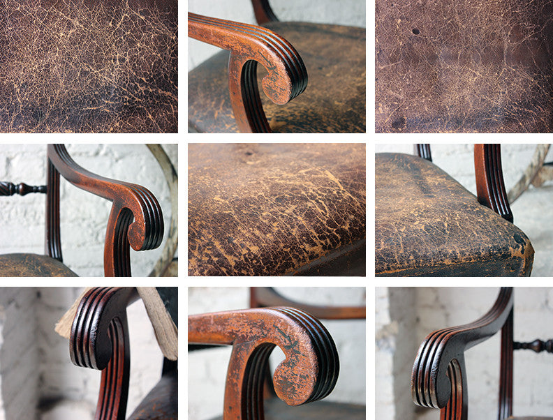 A Fine Regency Mahogany & Leather Upholstered Rope-Twist Back Elbow Chair c.1815