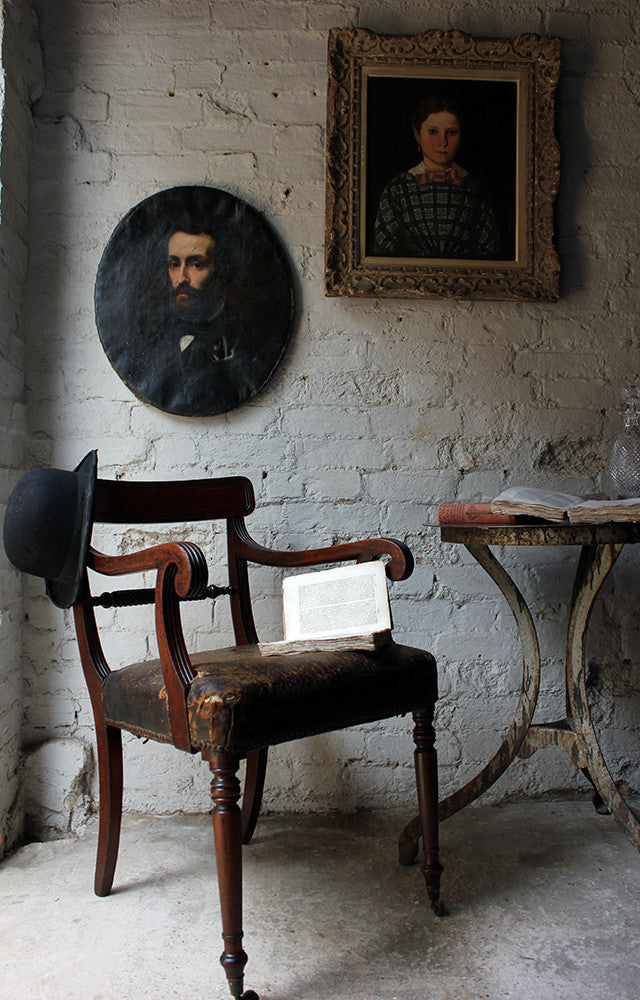 A Fine Regency Mahogany & Leather Upholstered Rope-Twist Back Elbow Chair c.1815