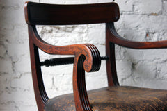 A Fine Regency Mahogany & Leather Upholstered Rope-Twist Back Elbow Chair c.1815