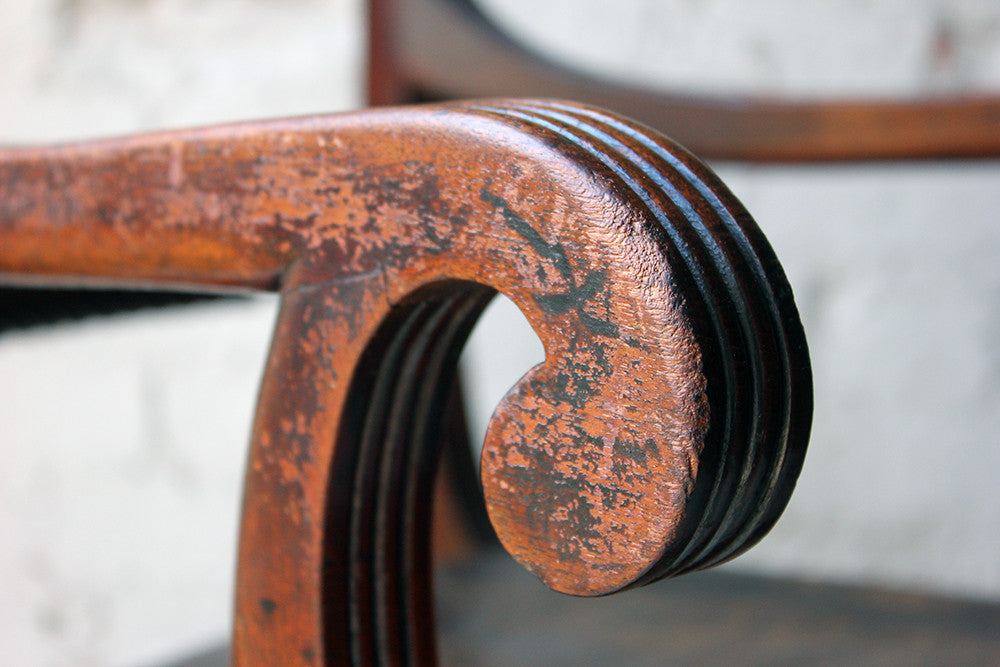 A Fine Regency Mahogany & Leather Upholstered Rope-Twist Back Elbow Chair c.1815