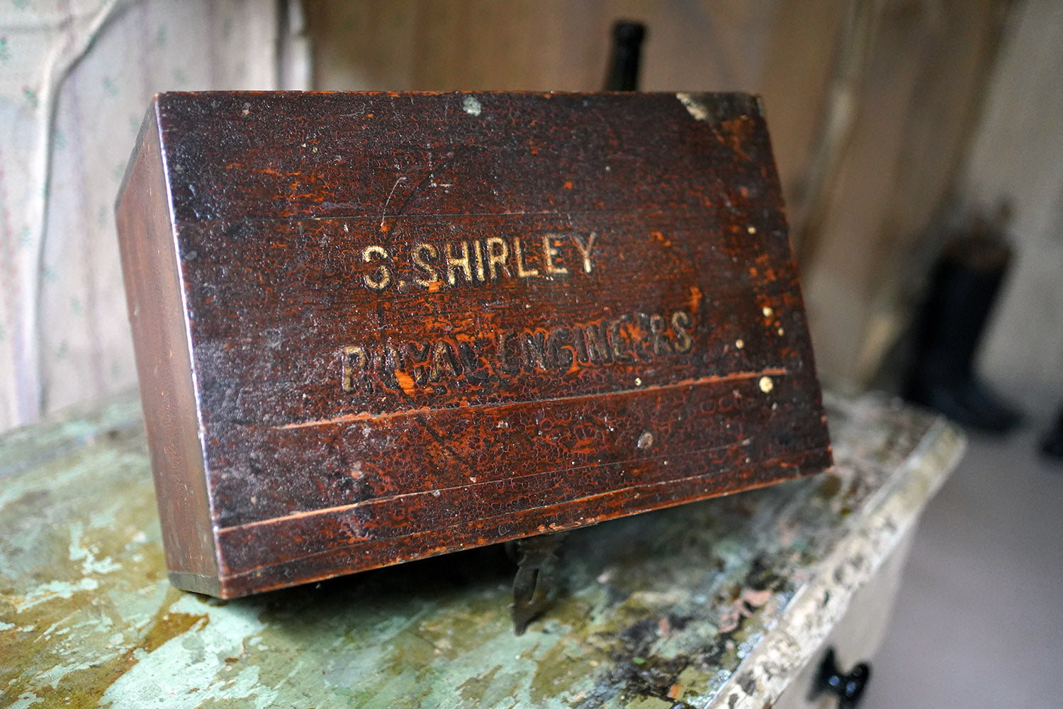 A Boer War Period Pine Officer's Box & Artefacts; S. Shirley Royal Engineers c.1900