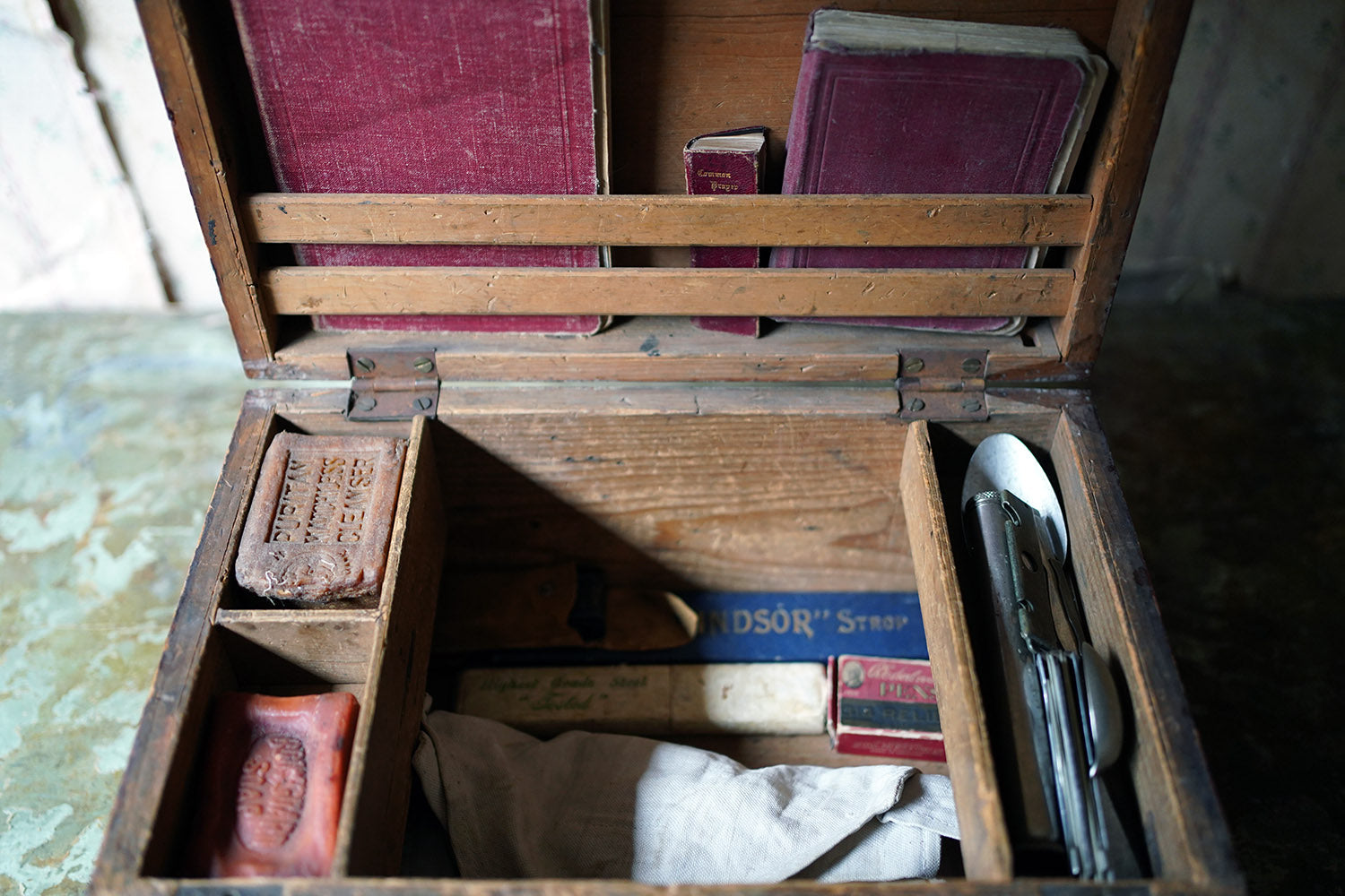 A Boer War Period Pine Officer's Box & Artefacts; S. Shirley Royal Engineers c.1900