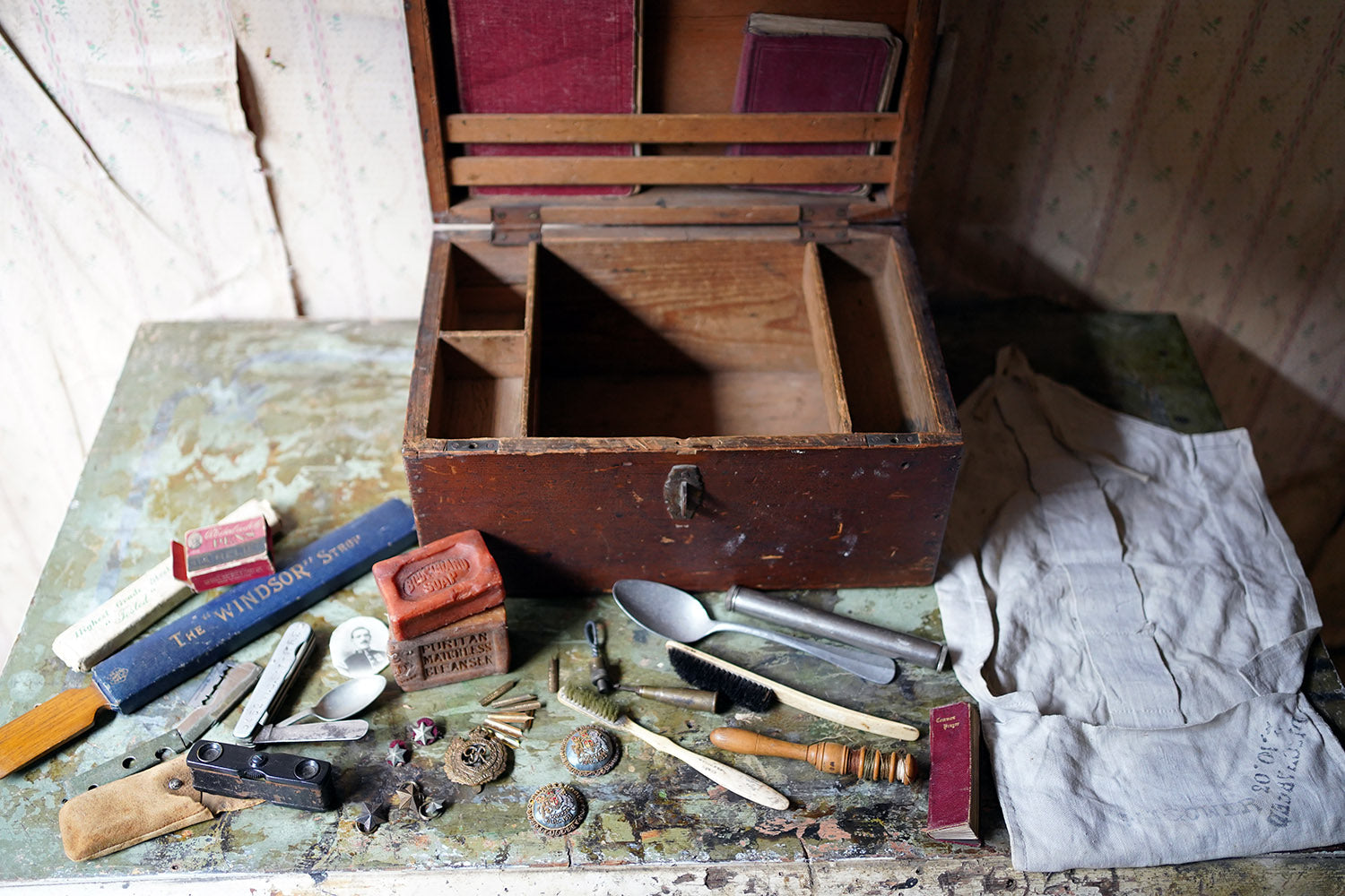 A Boer War Period Pine Officer's Box & Artefacts; S. Shirley Royal Engineers c.1900