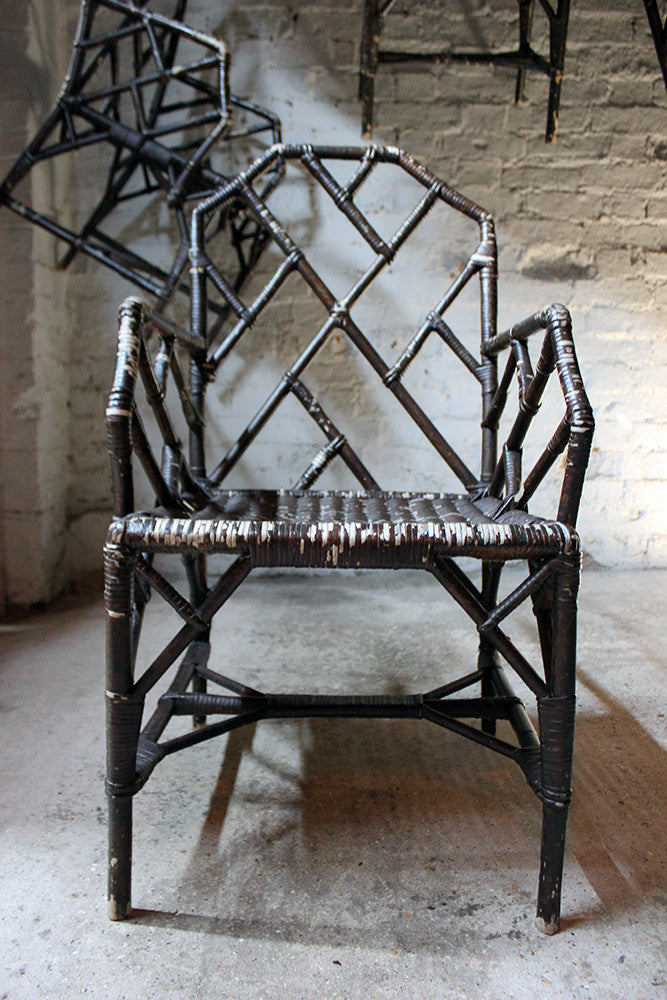 A Fine Set of Six Cane Chinese Chippendale Cockpen Edwardian Conservatory Chairs by Dryad c.1915