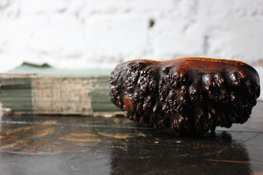 A Charming c.1820 Pen & Ink Naively Decorated Scottish Burr Root Wood Snuff Mull; 'Tam o'Shanter'