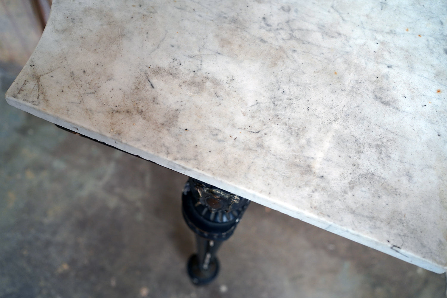 A 19thC Marble Topped Ebonised & Parcel Gilt Console Table c.1870