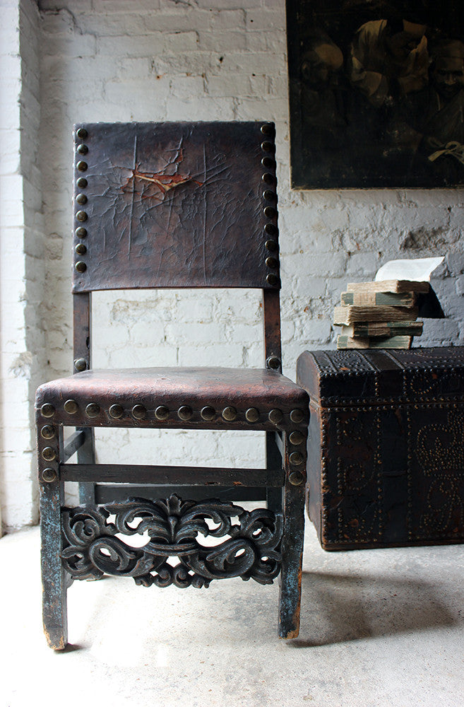A Decorative 17thC Spanish Walnut Baroque Period Side Chair