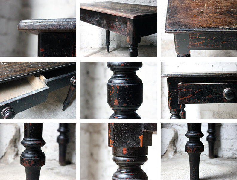 A Decorative Black-Painted Pine Serving Table c.1840-60