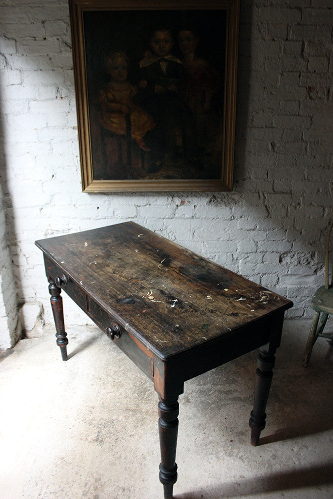 A Decorative Black-Painted Pine Serving Table c.1840-60