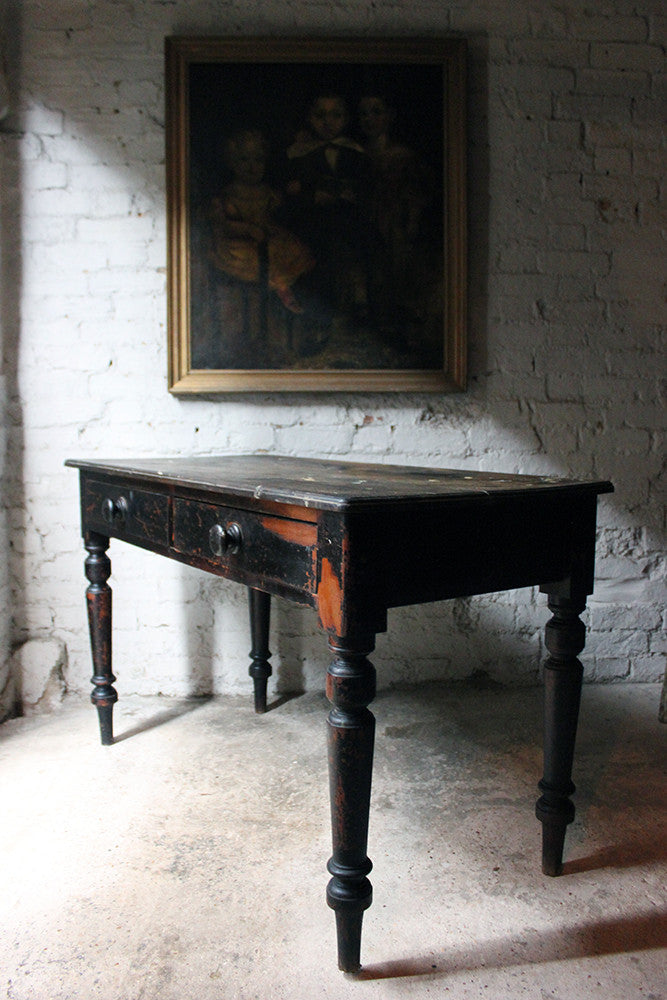 A Decorative Black-Painted Pine Serving Table c.1840-60