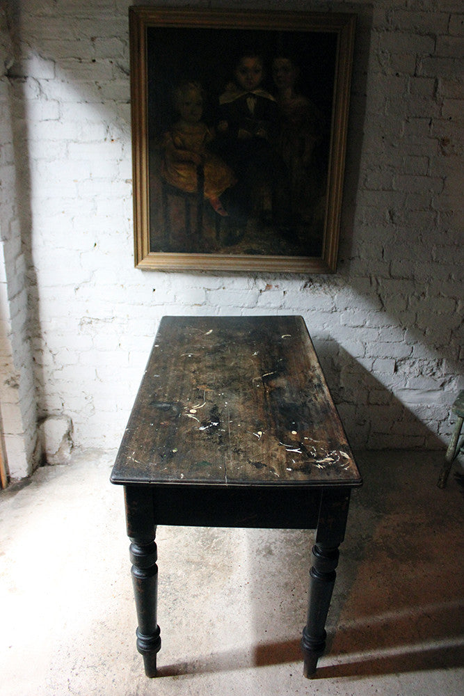 A Decorative Black-Painted Pine Serving Table c.1840-60