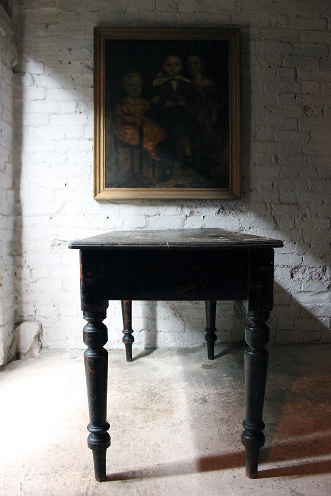 A Decorative Black-Painted Pine Serving Table c.1840-60