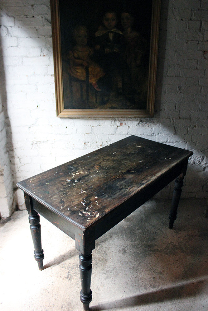 A Decorative Black-Painted Pine Serving Table c.1840-60