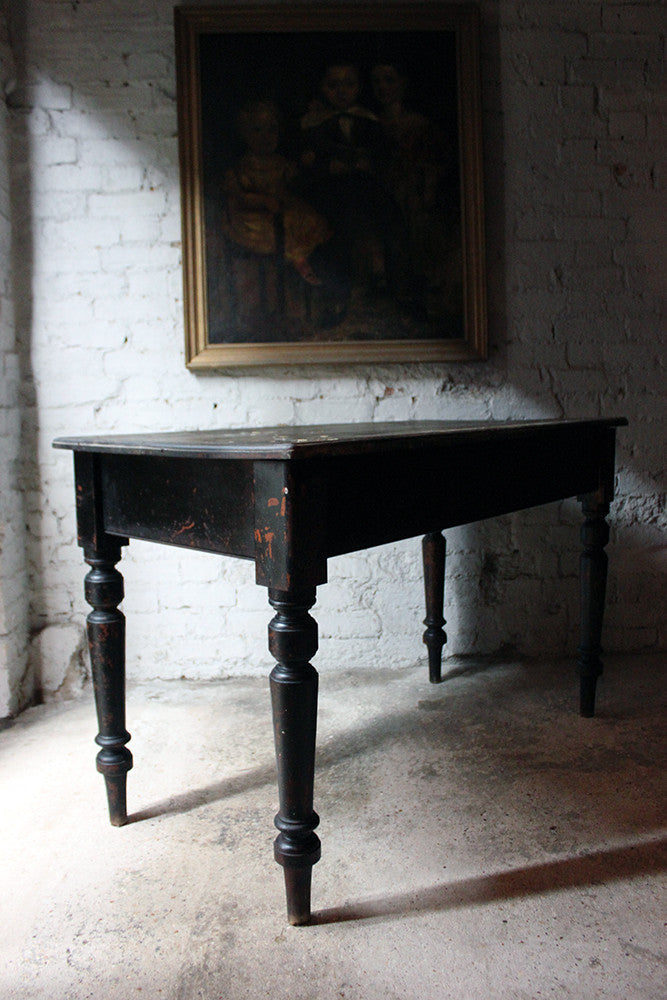 A Decorative Black-Painted Pine Serving Table c.1840-60