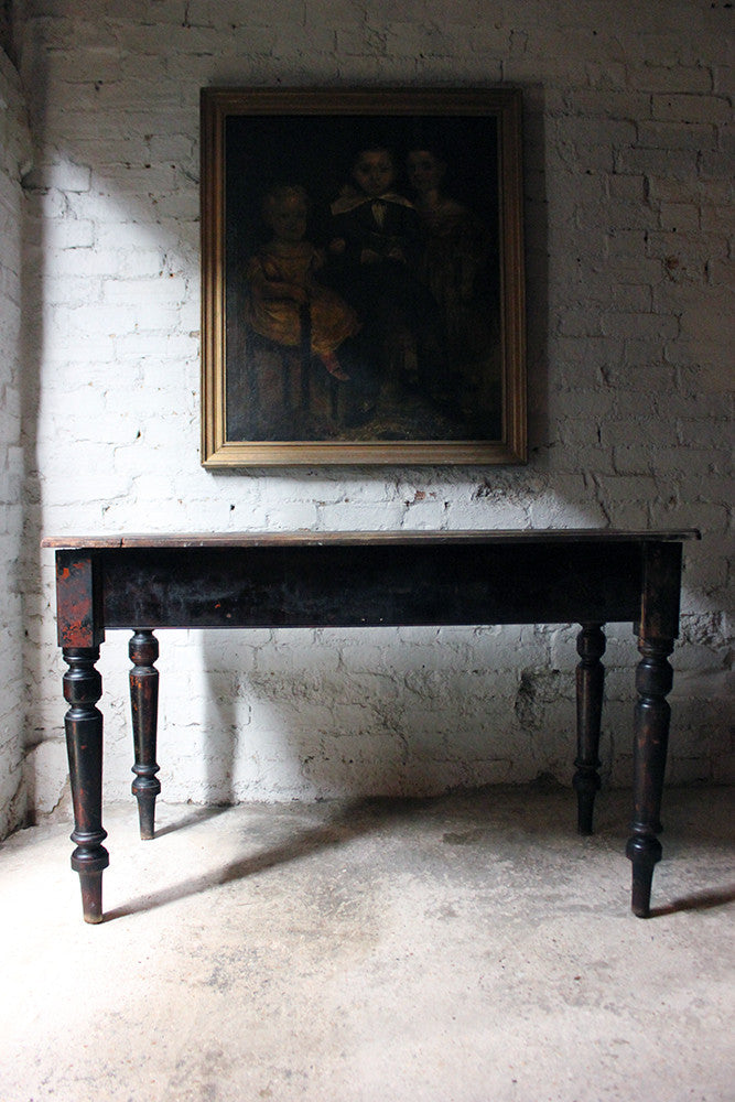 A Decorative Black-Painted Pine Serving Table c.1840-60