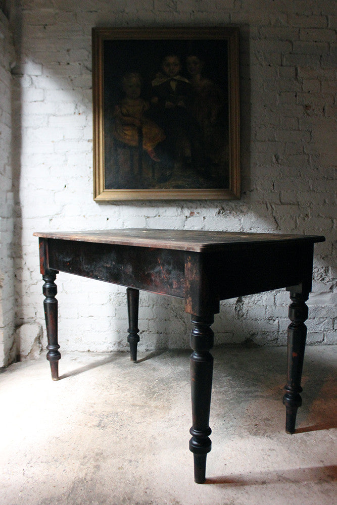 A Decorative Black-Painted Pine Serving Table c.1840-60