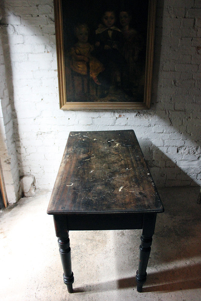 A Decorative Black-Painted Pine Serving Table c.1840-60