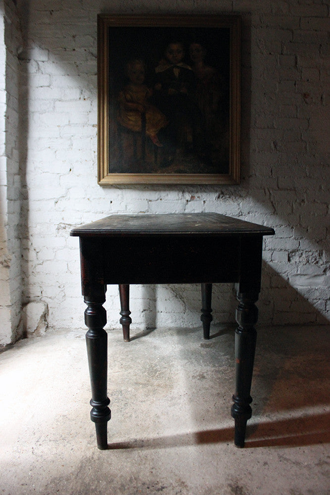 A Decorative Black-Painted Pine Serving Table c.1840-60