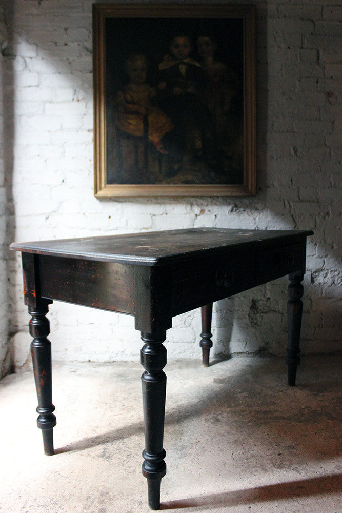 A Decorative Black-Painted Pine Serving Table c.1840-60