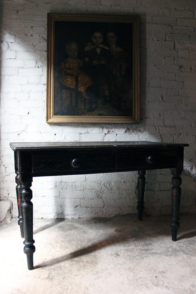 A Decorative Black-Painted Pine Serving Table c.1840-60