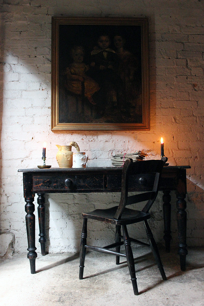 A Decorative Black-Painted Pine Serving Table c.1840-60