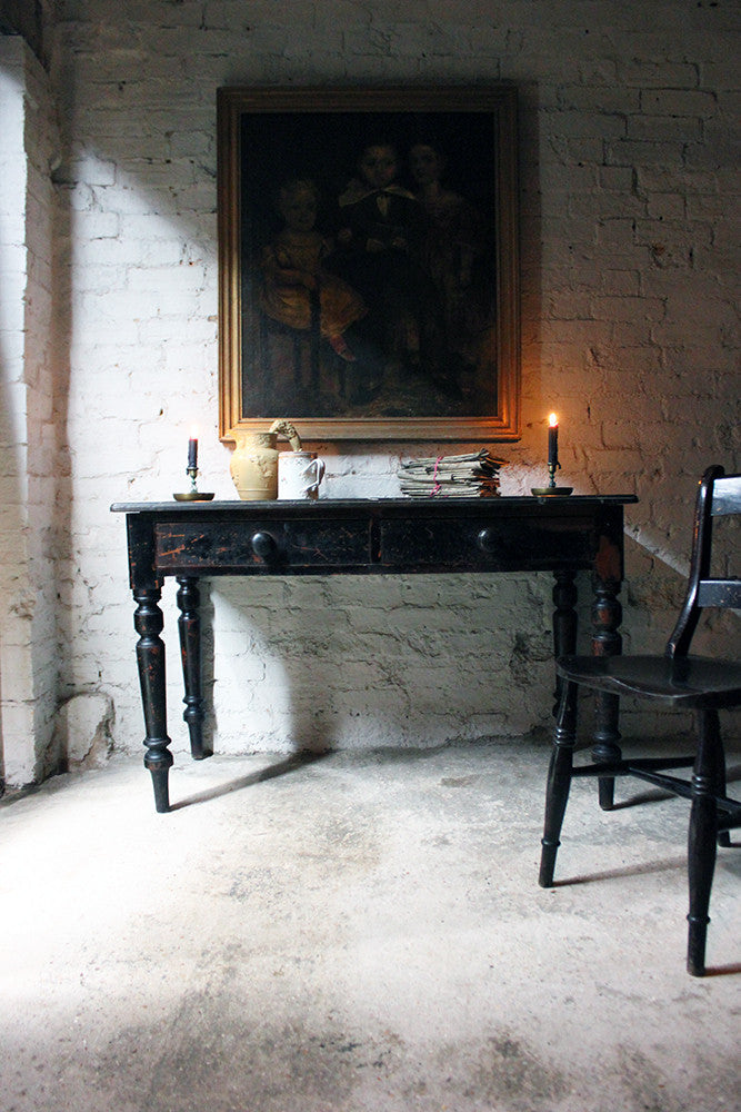 A Decorative Black-Painted Pine Serving Table c.1840-60