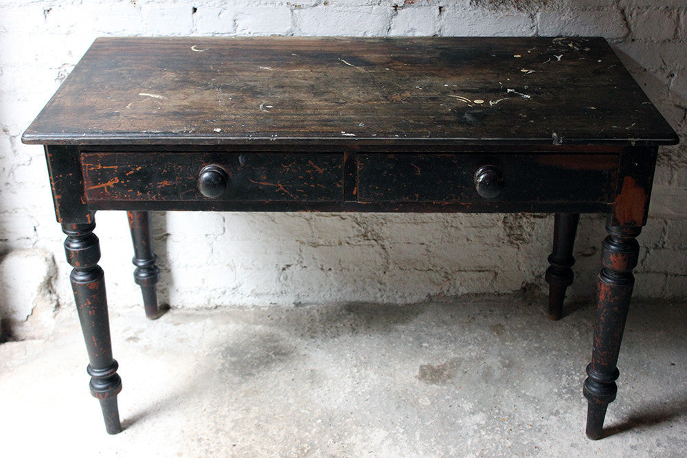 A Decorative Black-Painted Pine Serving Table c.1840-60