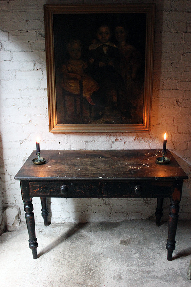 A Decorative Black-Painted Pine Serving Table c.1840-60