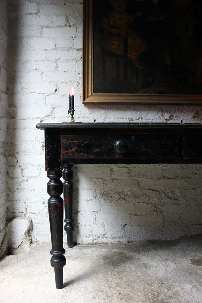 A Decorative Black-Painted Pine Serving Table c.1840-60