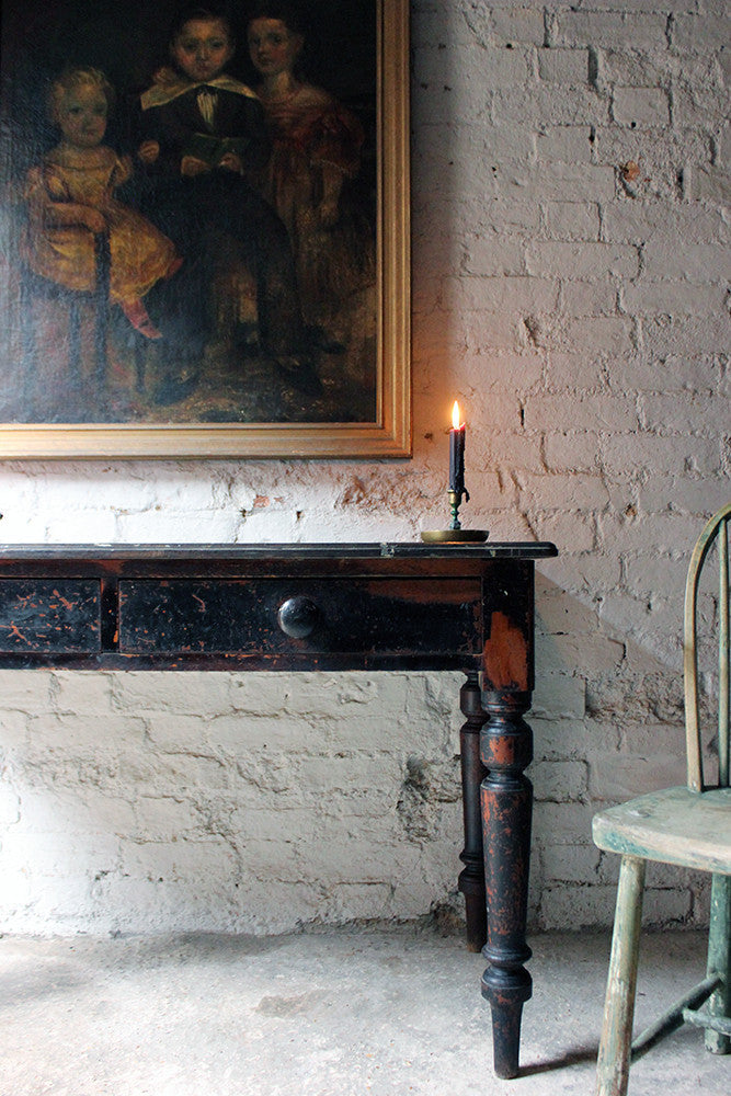A Decorative Black-Painted Pine Serving Table c.1840-60
