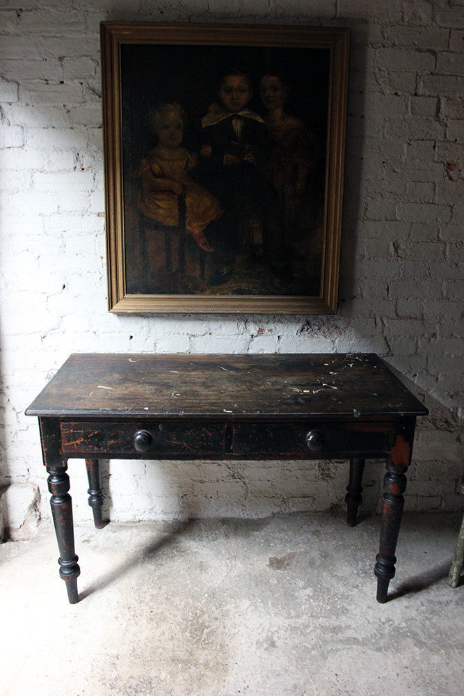 A Decorative Black-Painted Pine Serving Table c.1840-60