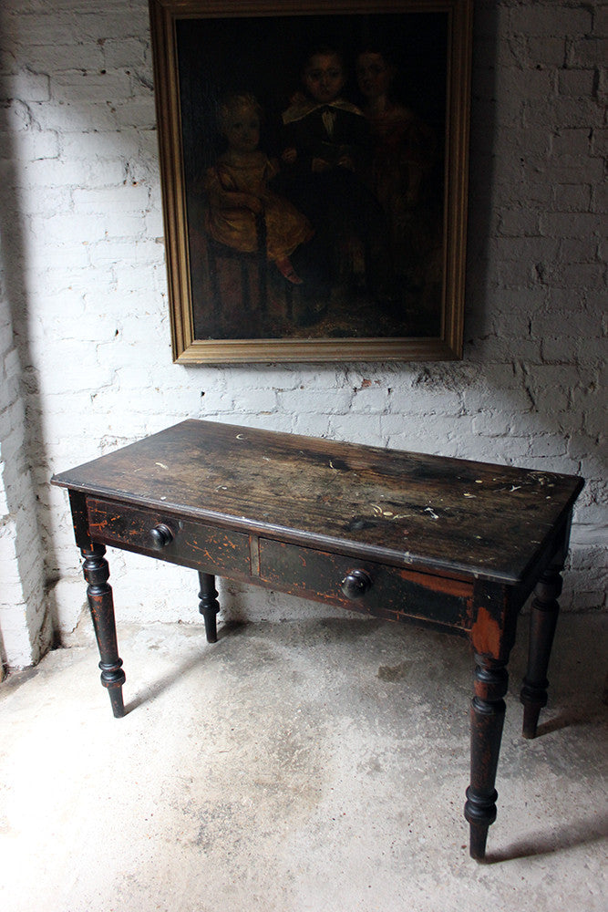 A Decorative Black-Painted Pine Serving Table c.1840-60