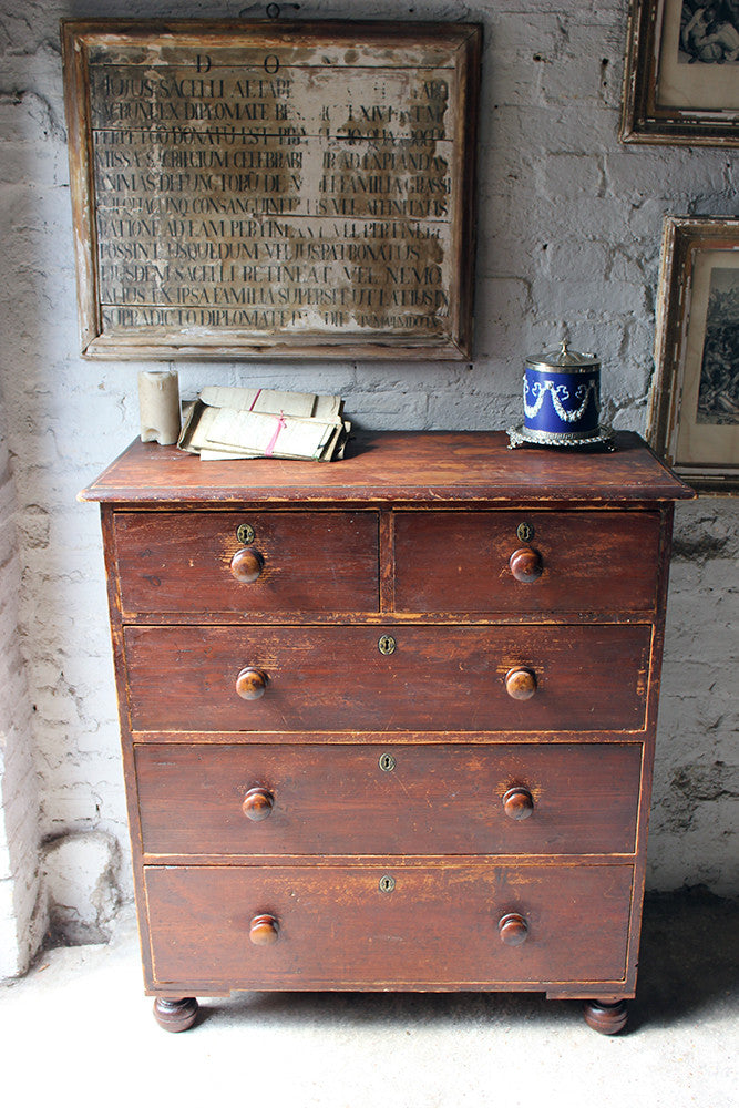 A Good Quality Mid-Victorian Stained Pine Chest of Drawers c.1870