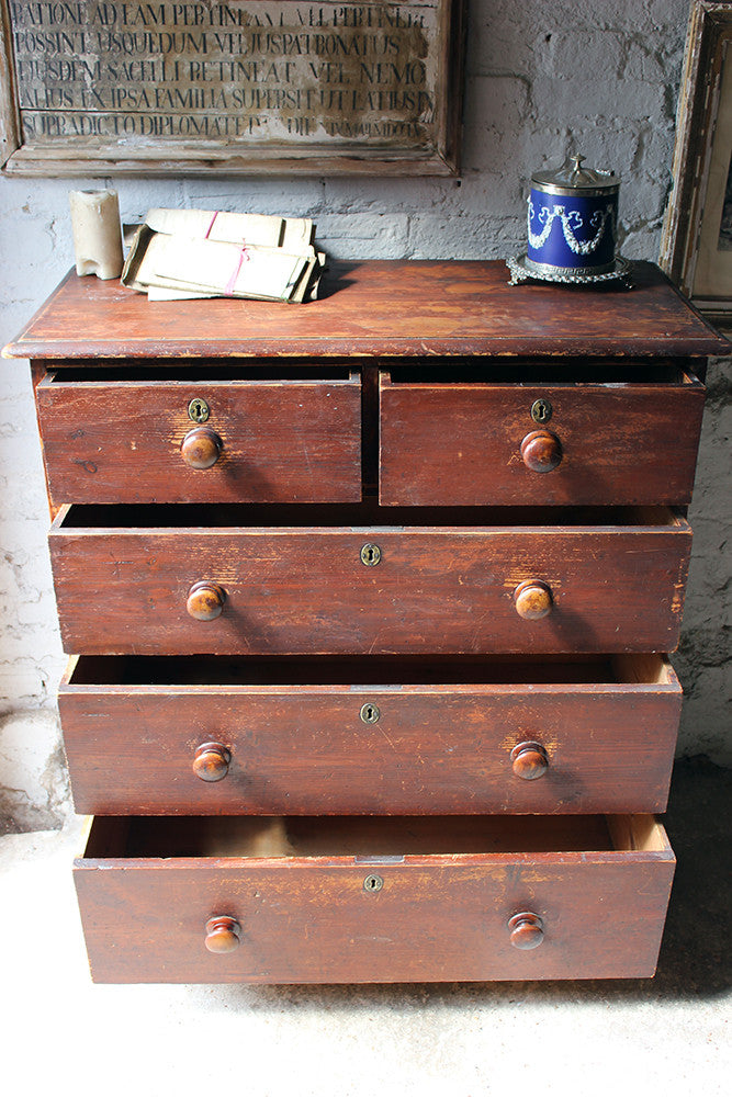 A Good Quality Mid-Victorian Stained Pine Chest of Drawers c.1870
