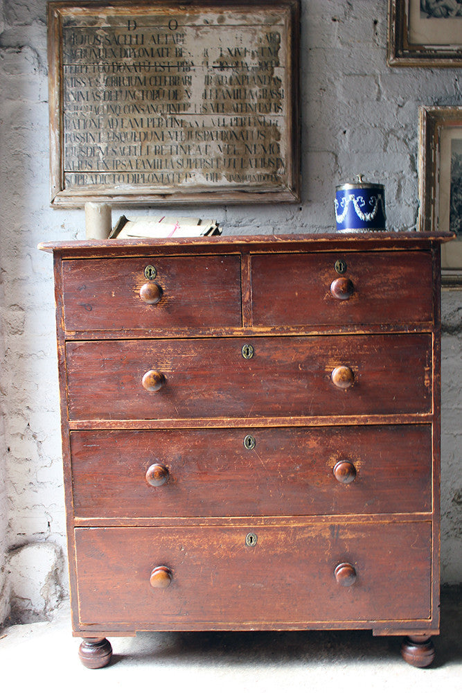 A Good Quality Mid-Victorian Stained Pine Chest of Drawers c.1870