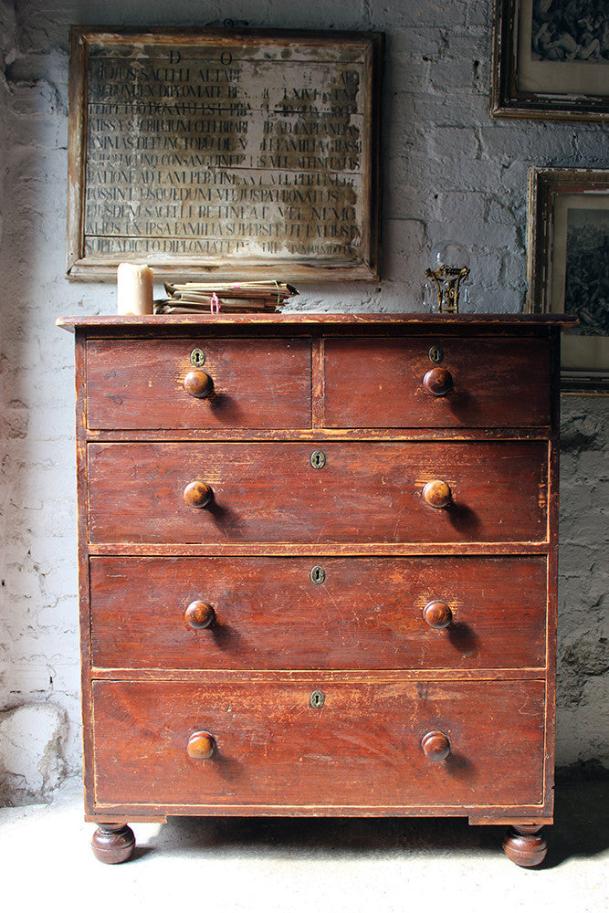 A Good Quality Mid-Victorian Stained Pine Chest of Drawers c.1870