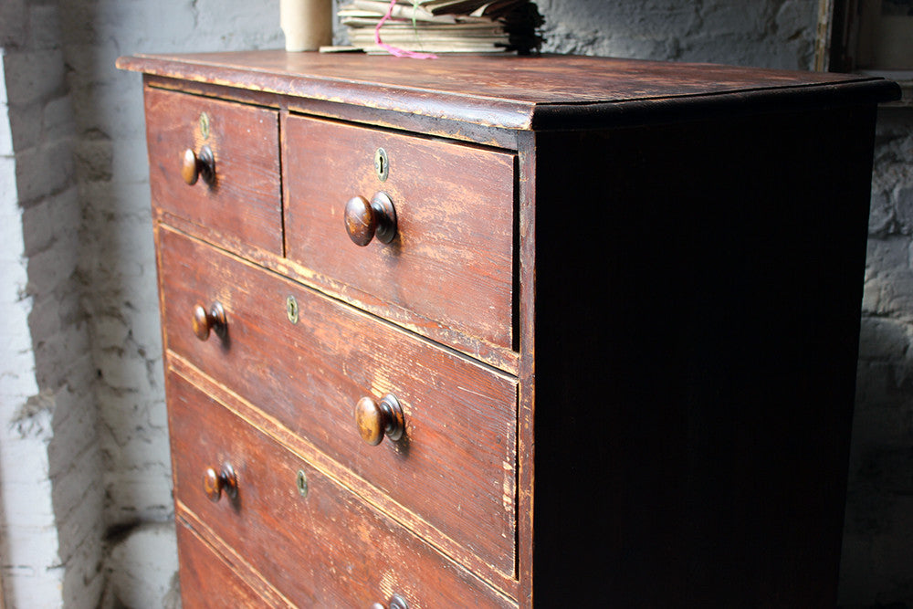 A Good Quality Mid-Victorian Stained Pine Chest of Drawers c.1870