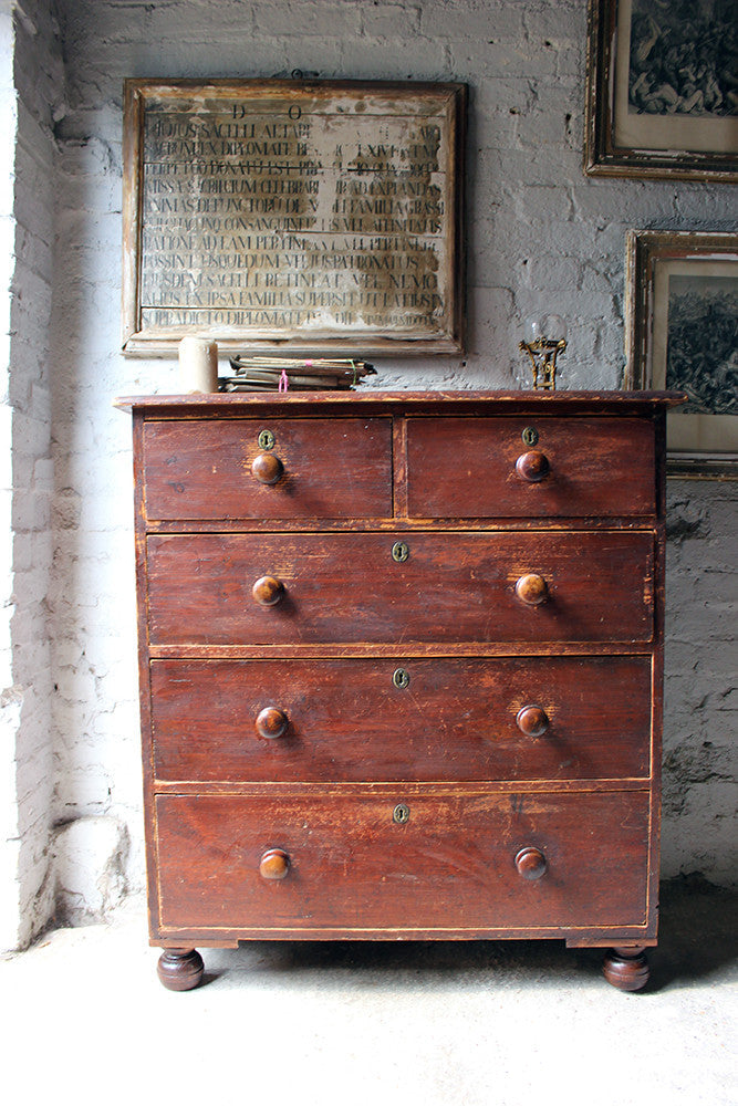 A Good Quality Mid-Victorian Stained Pine Chest of Drawers c.1870