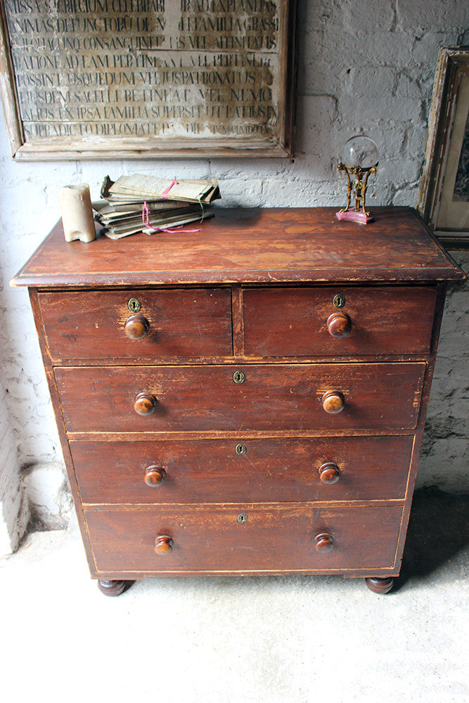 A Good Quality Mid-Victorian Stained Pine Chest of Drawers c.1870