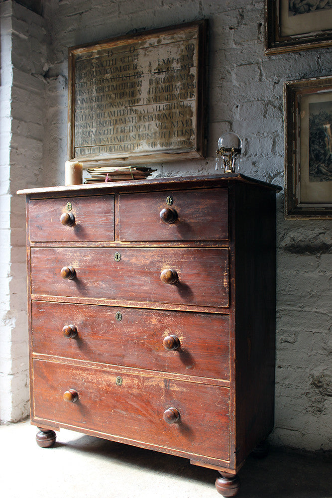 A Good Quality Mid-Victorian Stained Pine Chest of Drawers c.1870