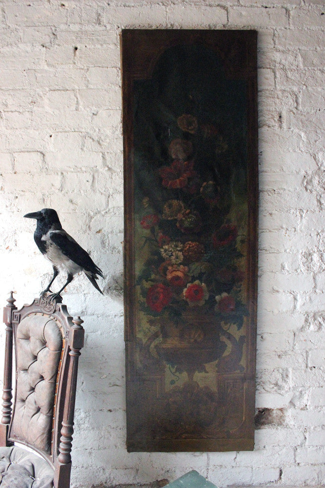 A Good Pair of Large Continental School c.1830 Oils on Canvas of Classical Urns & Flowers