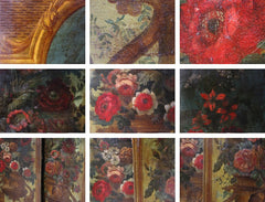 A Good Pair of Large Continental School c.1830 Oils on Canvas of Classical Urns & Flowers