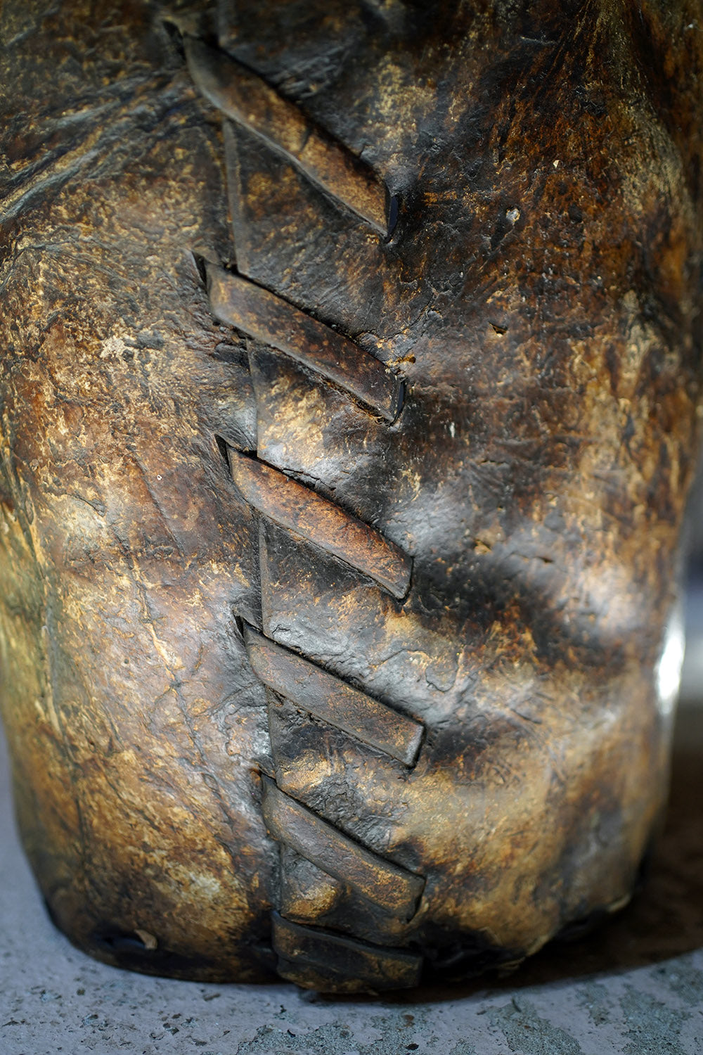 A Good 19thC Stitched Vellum Bucket c.1830-50