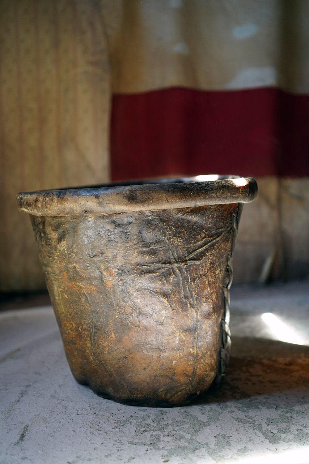 A Good 19thC Stitched Vellum Bucket c.1830-50