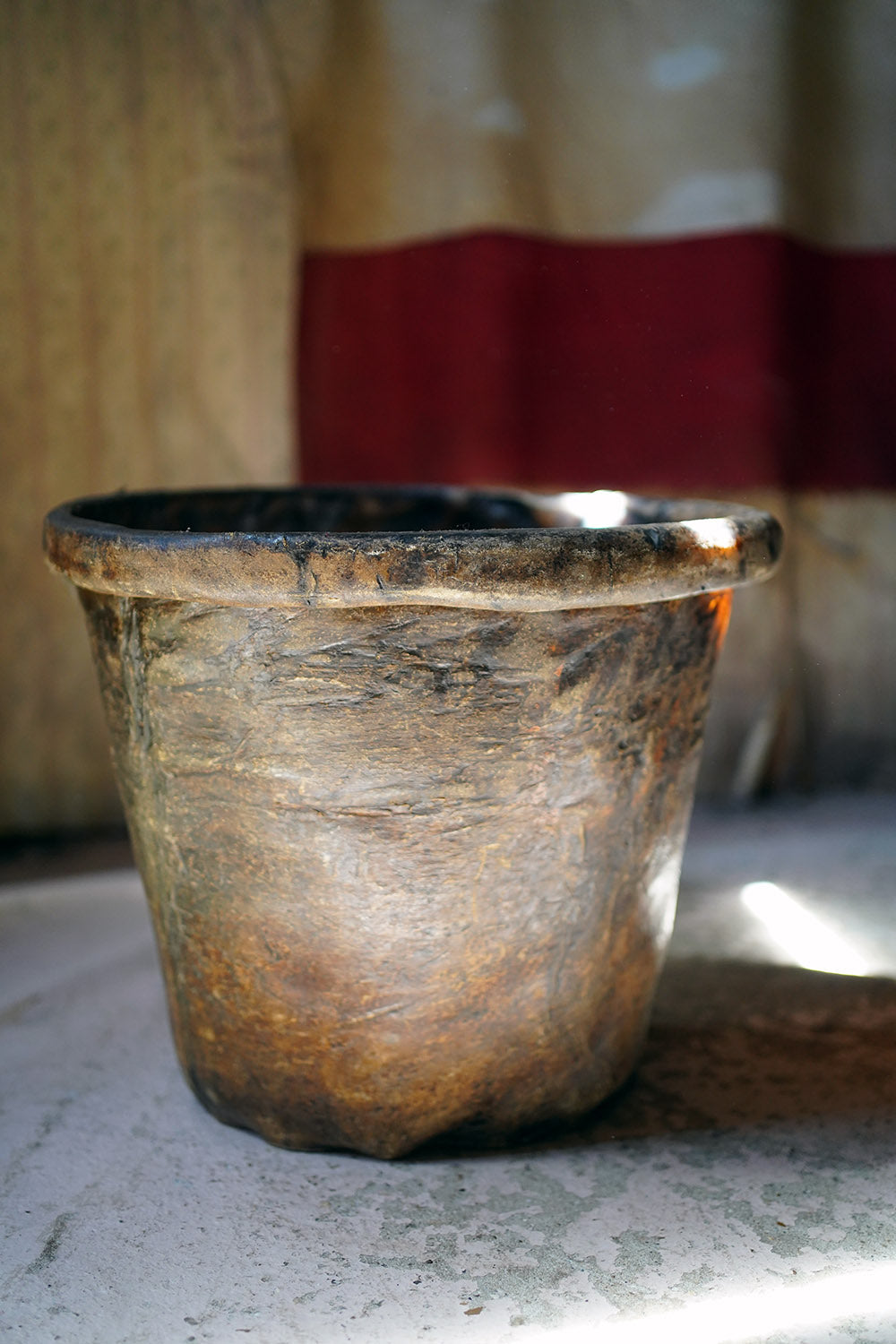 A Good 19thC Stitched Vellum Bucket c.1830-50