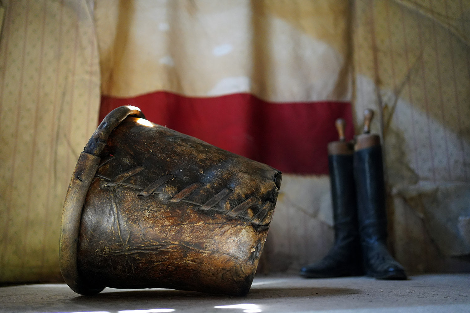 A Good 19thC Stitched Vellum Bucket c.1830-50