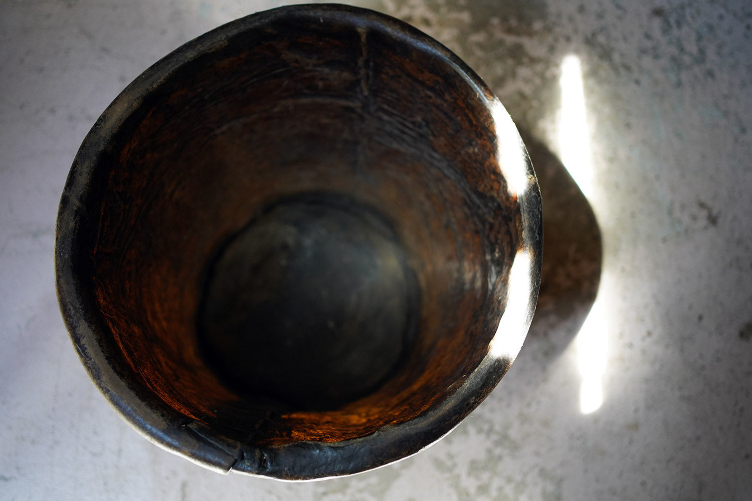 A Good 19thC Stitched Vellum Bucket c.1830-50