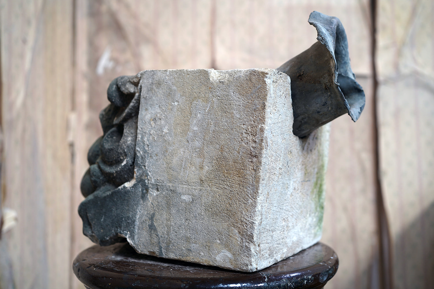 A 17thC Carved Limestone Rain Head Waterspout Gargoyle c.1600-50