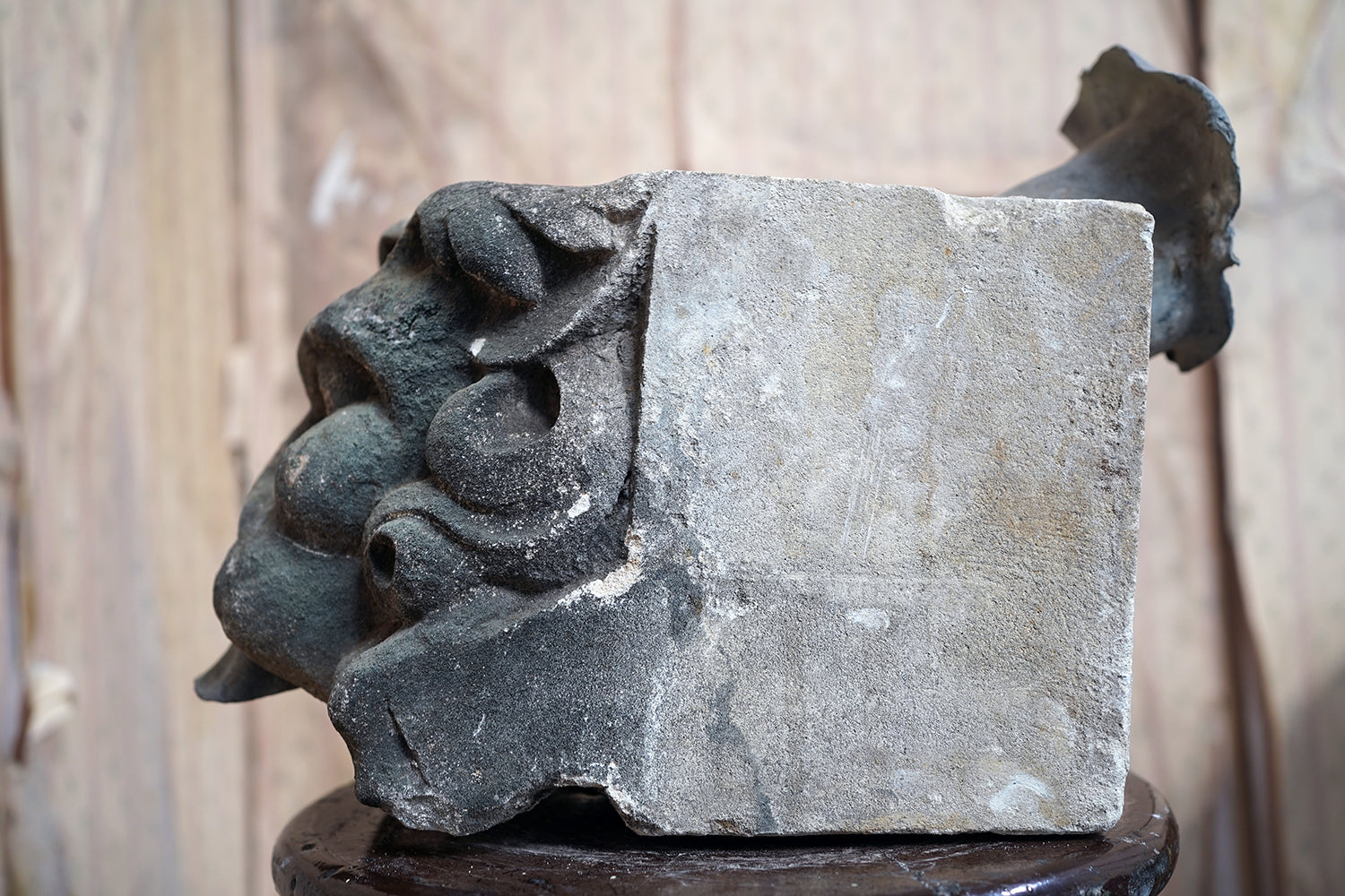 A 17thC Carved Limestone Rain Head Waterspout Gargoyle c.1600-50